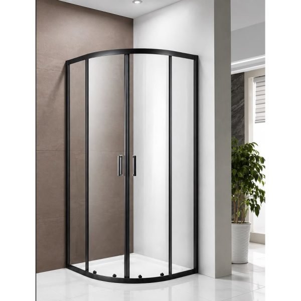 Kabinë dushi gjysmërrethore Modena, xham 6 mm, profil i zi