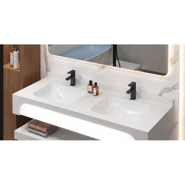 Lavaman qeramik dysh Modena 120 cm me LED të integruar