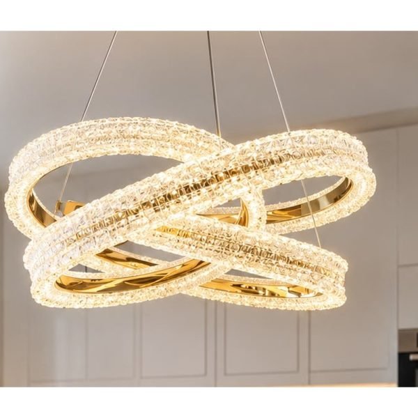 Llambadar LED Gloss Light 6604 me dy unaza kristali, Ø550 mm