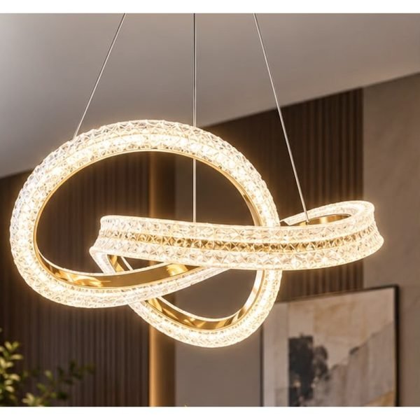 Llambadar LED Gloss Light 6606 me unazë kristali në formë nyje, Ø500 mm