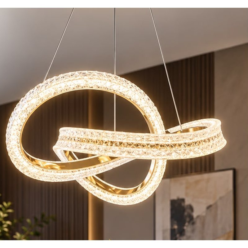 Llambadar LED Gloss Light 6606 me unazë kristali në formë nyje, Ø500 mm