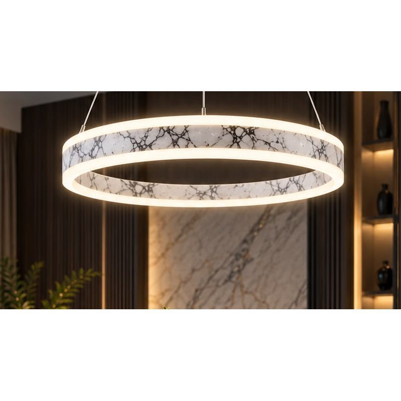 Llambadar LED Gloss Light me unazë me efekt mermeri, Ø400 mm