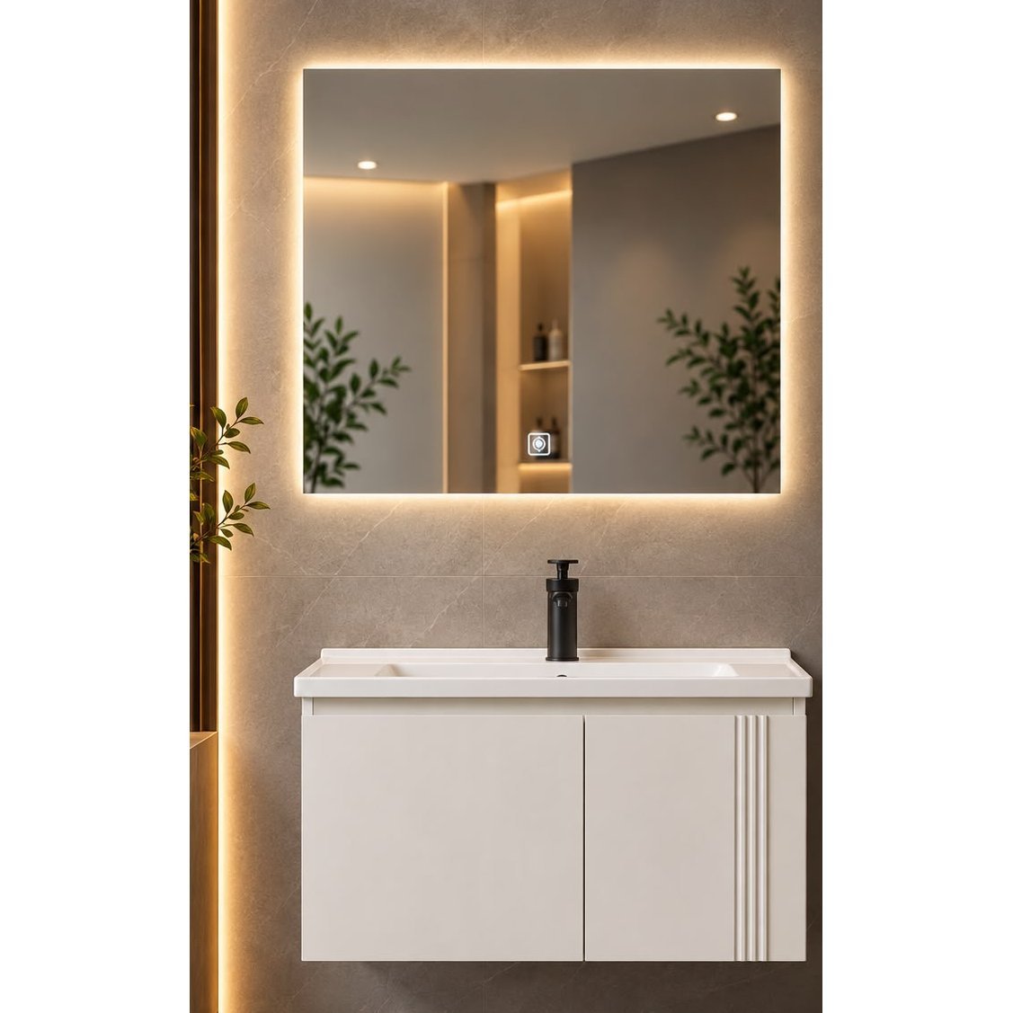 Mobilje banjo Modena BS030-60 me pasqyrë LED, 60 cm