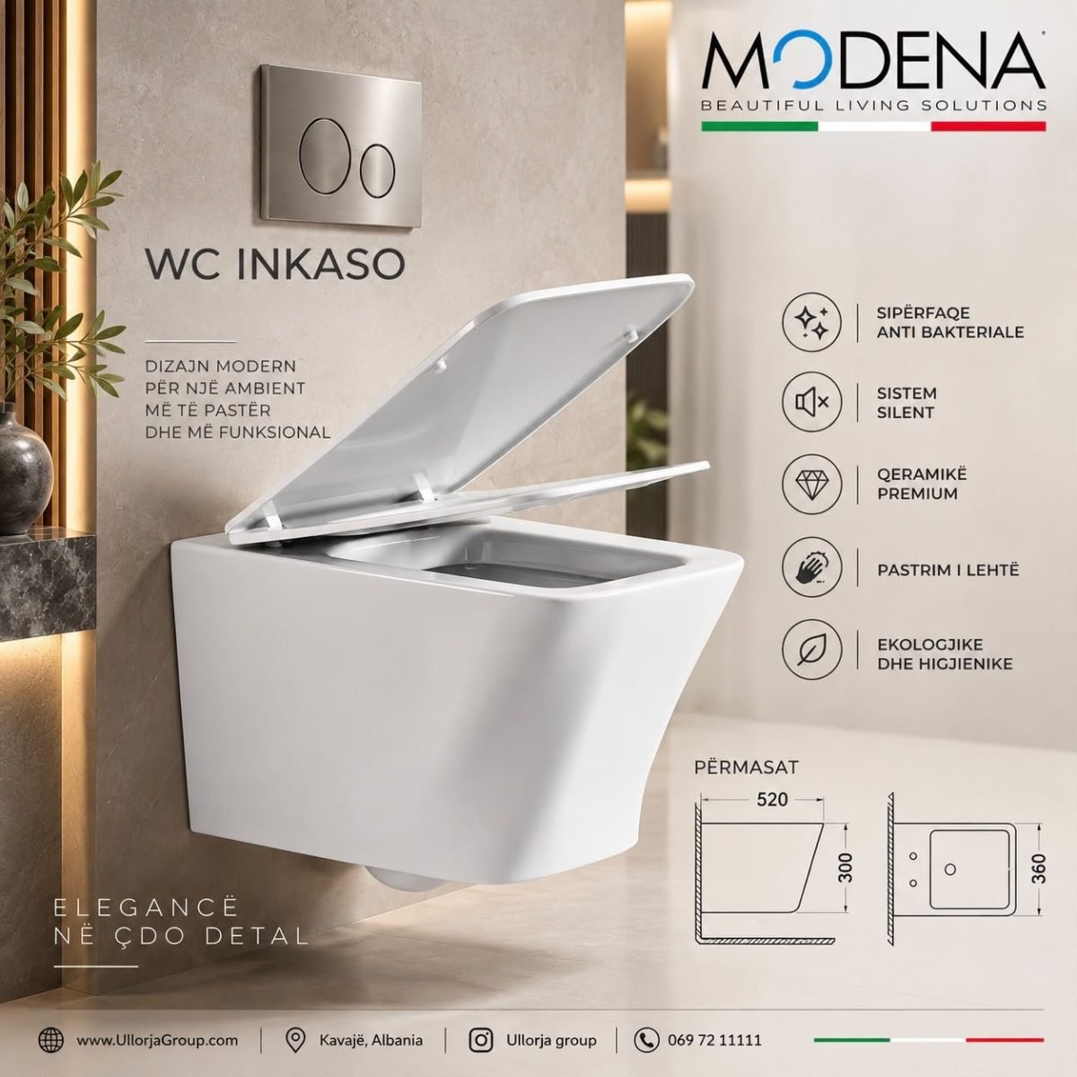 WC i varur Modena me formë katrore